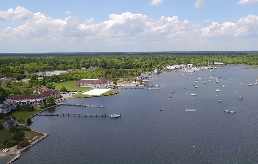 Aerial view of Marion, Massachusetts harbor